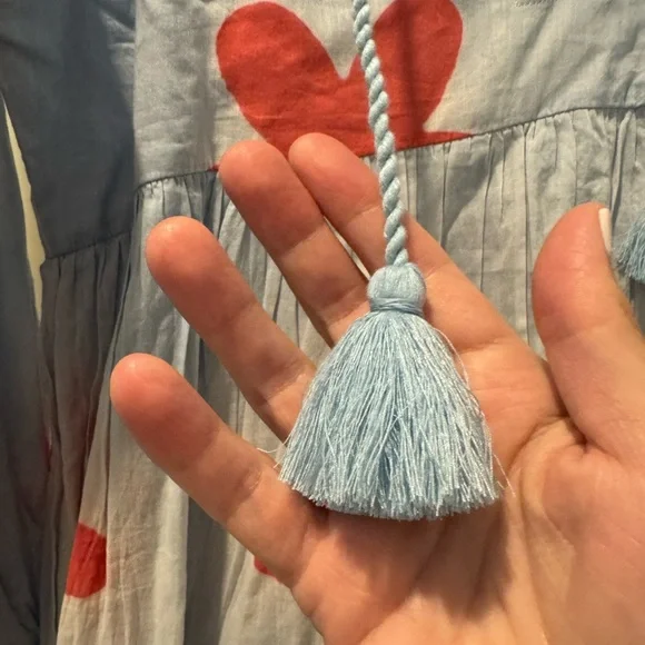 Oliphant Blue and Red Pleated Tiered Sundress - Picture 4 of 5